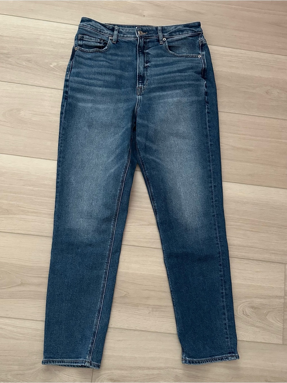 AE Stretch Mom Straight Jean | 12 Long | Easy Breezy Blue